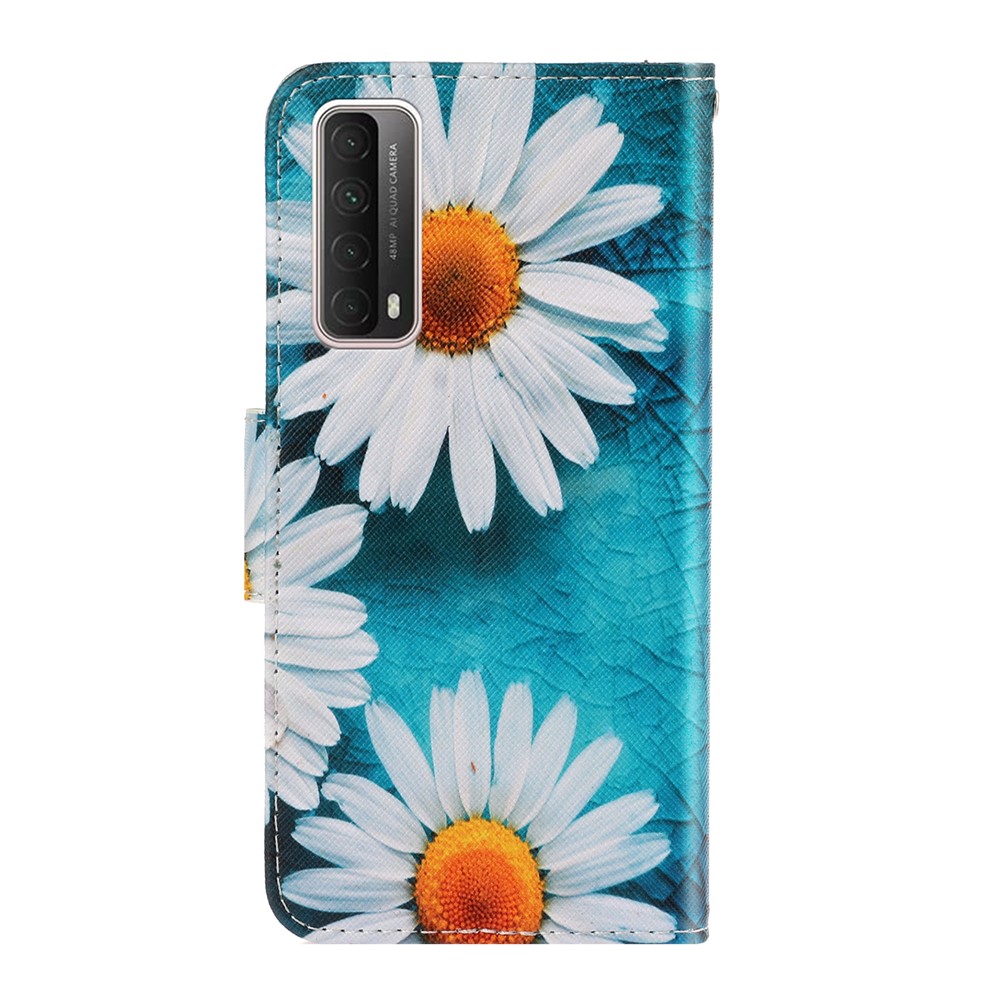 Pattern Printing Case for Huawei P smart 2021/Y7a PU Leather Wallet Shell with Stand - Daisy Flower-2