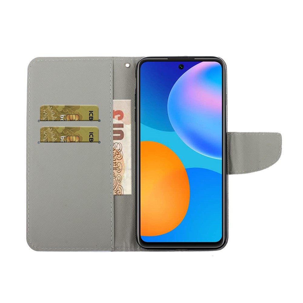 Pattern Printing Case for Huawei P smart 2021/Y7a PU Leather Wallet Shell with Stand - Daisy Flower-4