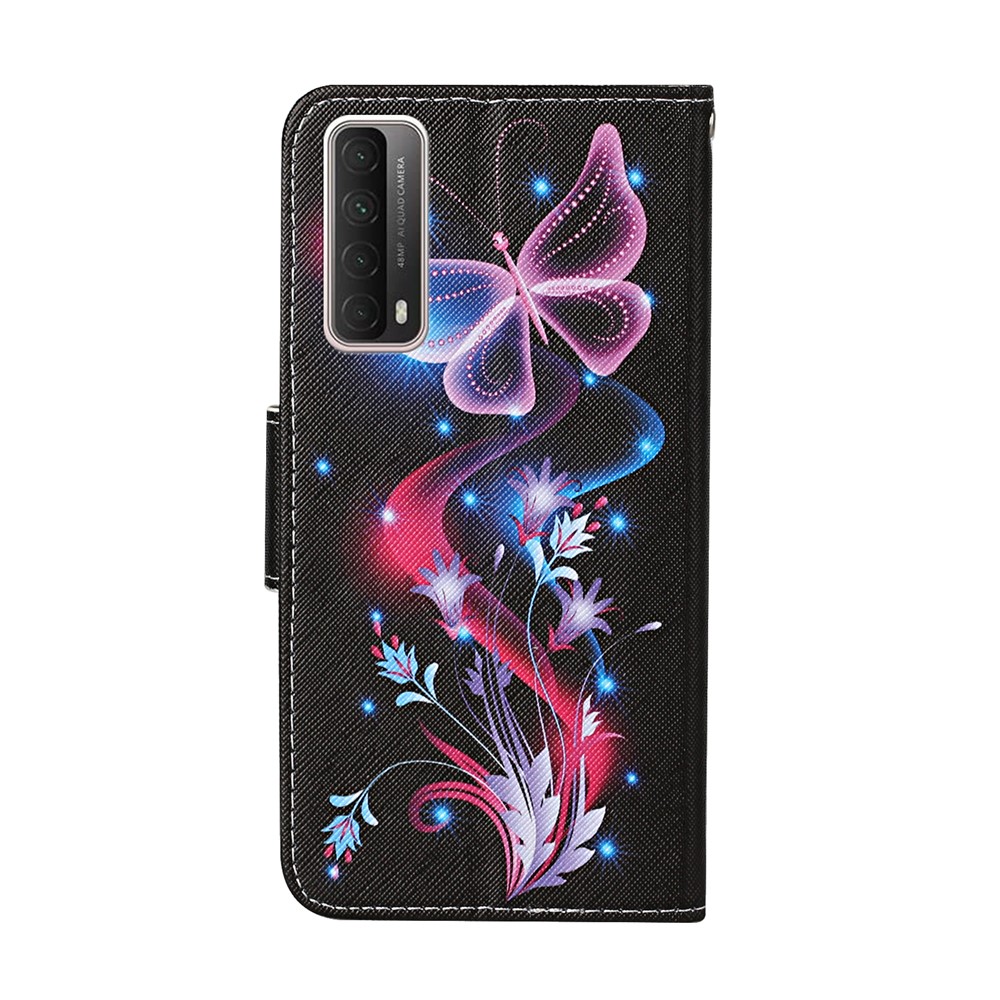 Funda De Cuero PU De Impresión De Patrones Para Huawei P Smart 2021 / Y7A Wallet Stand Shell - Mariposa Luminosa-2