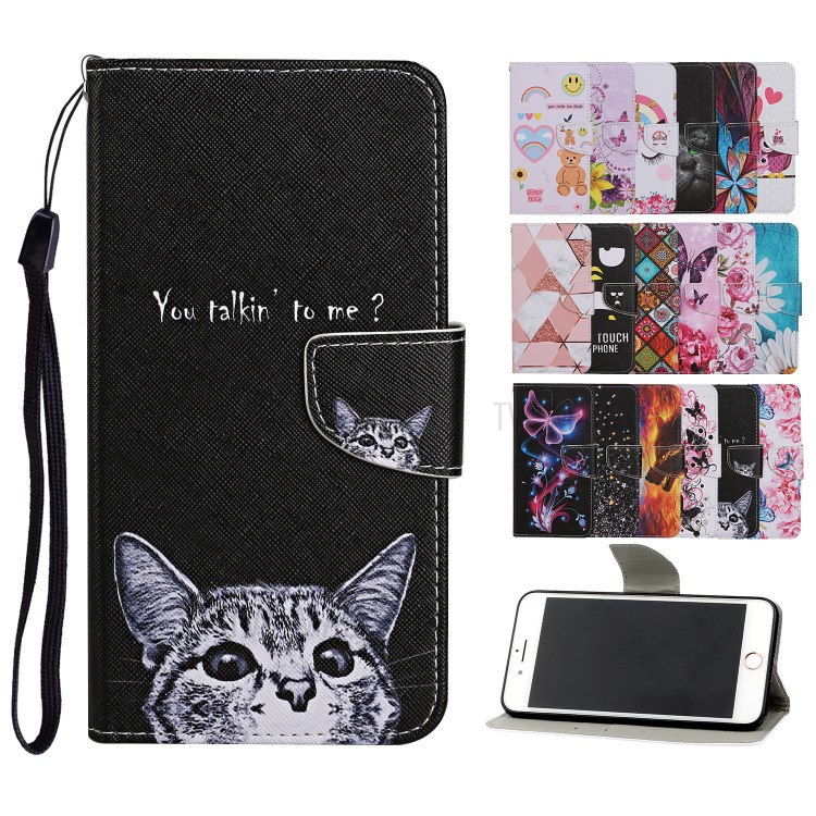 Pattern Printing PU Leather Case for Huawei P smart 2021/Y7a Wallet Stand Shell - Cat and Letters-6