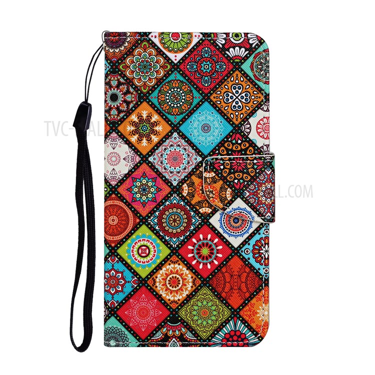 Pattern Printing PU Leather Case for Huawei P smart 2021/Y7a Wallet Stand Shell - Mandala Flower-1