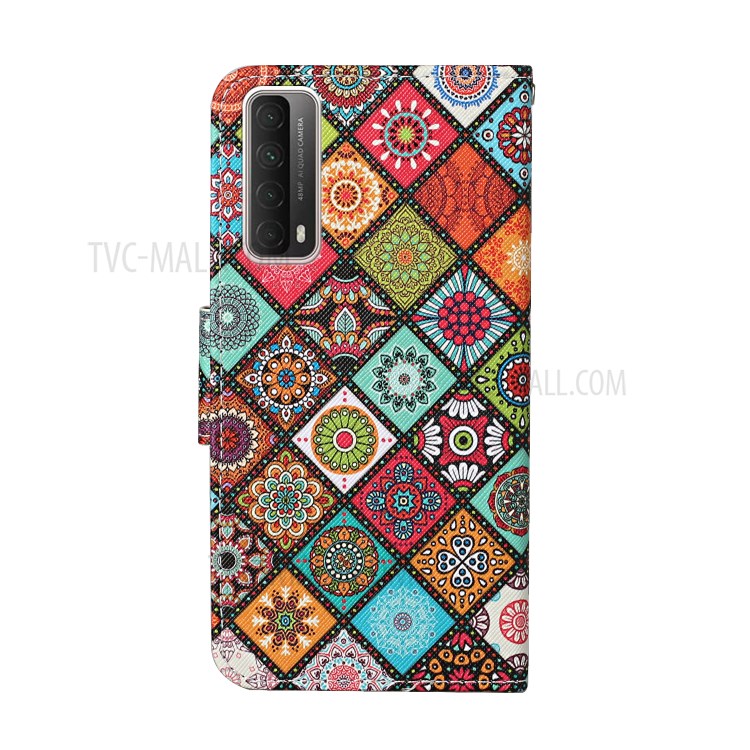 Pattern Printing PU Leather Case for Huawei P smart 2021/Y7a Wallet Stand Shell - Mandala Flower-2