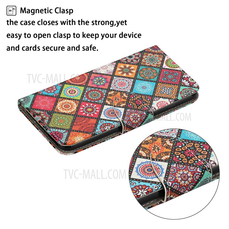Pattern Printing PU Leather Case for Huawei P smart 2021/Y7a Wallet Stand Shell - Mandala Flower-3
