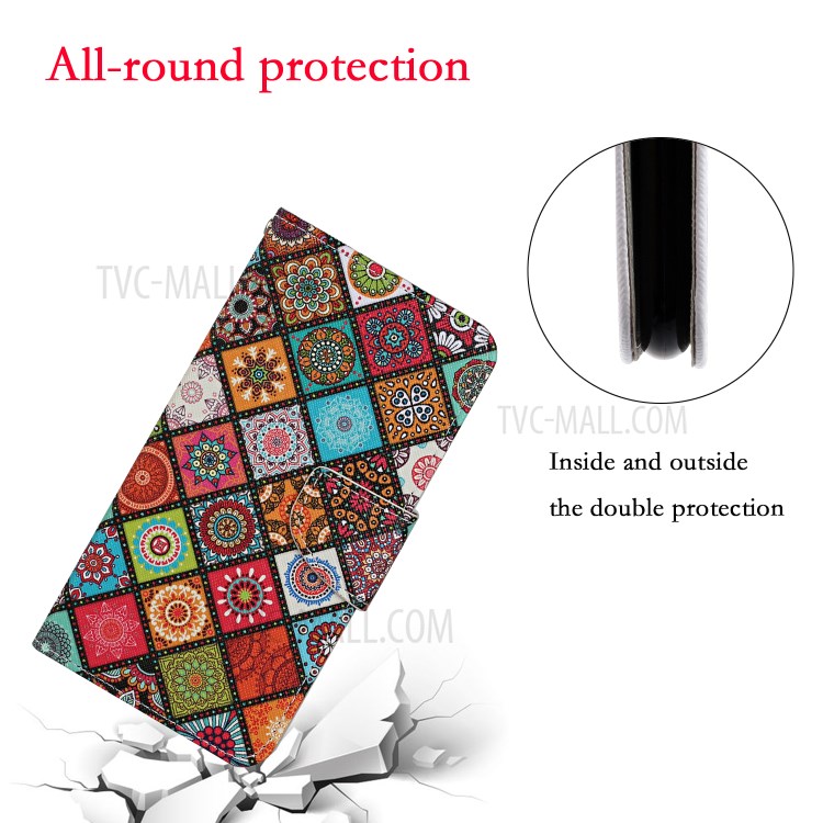 Pattern Printing PU Leather Case for Huawei P smart 2021/Y7a Wallet Stand Shell - Mandala Flower-4
