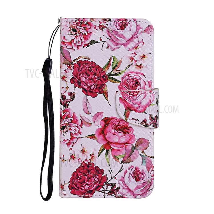 Pattern Printing PU Leather Case for Huawei P smart 2021/Y7a Wallet Stand Shell - Flowers-1