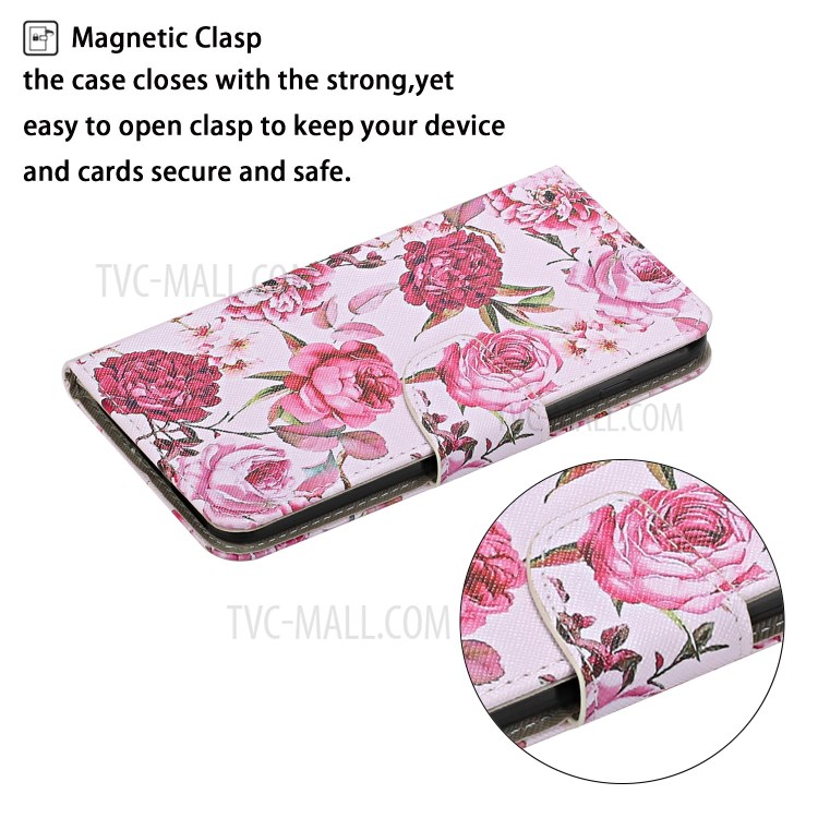 Pattern Printing PU Leather Case for Huawei P smart 2021/Y7a Wallet Stand Shell - Flowers-4
