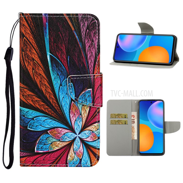 Pattern Printing PU Leather Case for Huawei P smart 2021/Y7a Wallet Stand Shell - Beautiful Pattern-6