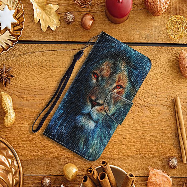 Stylish Patterned PU Leather Case for Huawei P smart 2021/Y7a Wallet Stand Shell - Lion-5