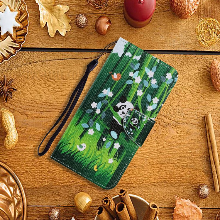 Stylish Patterned PU Leather Case for Huawei P smart 2021/Y7a Wallet Stand Shell - Panda on the Tree-5