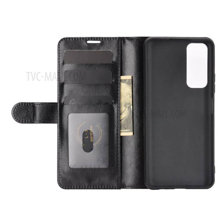Carteira De Couro De Textura De Cavalo Louco Shell Protetor Para Huawei P Inteligente 2021 - Preto-4