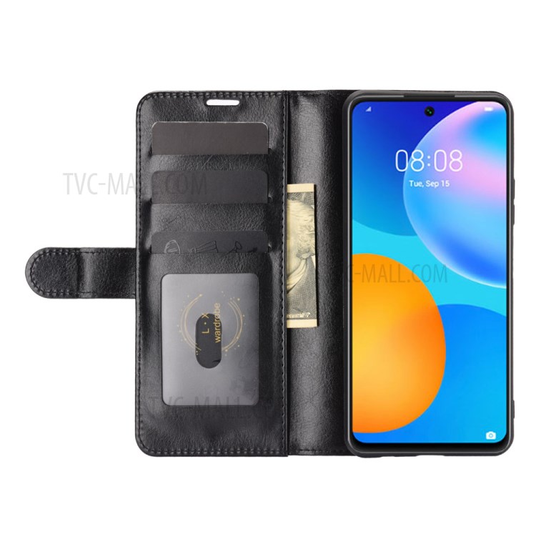 Carteira De Couro De Textura De Cavalo Louco Shell Protetor Para Huawei P Inteligente 2021 - Preto-5