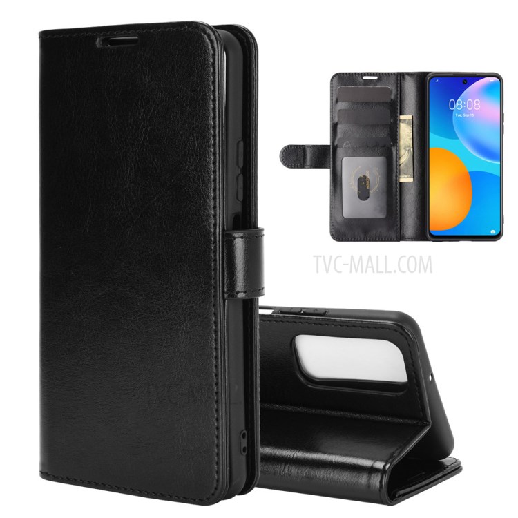 Carteira De Couro De Textura De Cavalo Louco Shell Protetor Para Huawei P Inteligente 2021 - Preto-8
