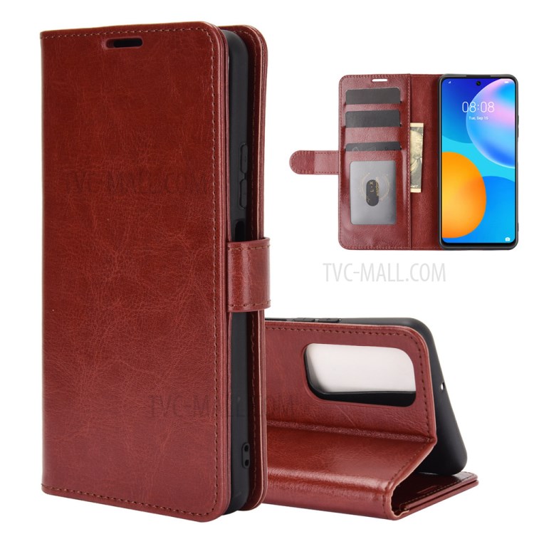 Crazy Horse Texture Leather Wallet Protective Case Shell for Huawei P smart 2021 / Y7a - Brown-8