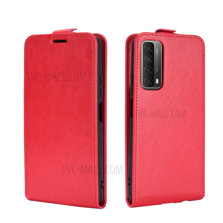 Crazy Horse Vertical Flip Flip Card Holder Leather Case for Huawei P smart 2021 / Y7a - Red-4