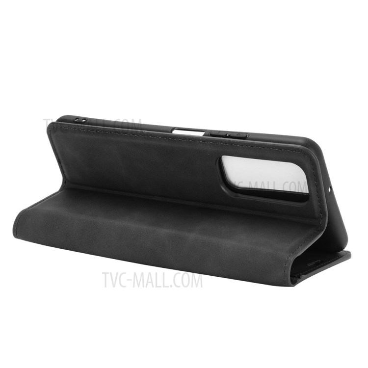 Skin-touch Magnetic Wallet Leather Phone Cover for Huawei P smart 2021 / Y7a - Black-4