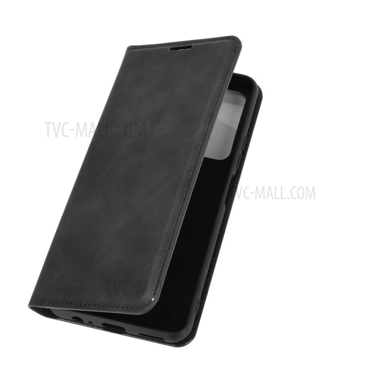 Skin-touch Magnetic Wallet Leather Phone Cover for Huawei P smart 2021 / Y7a - Black-7