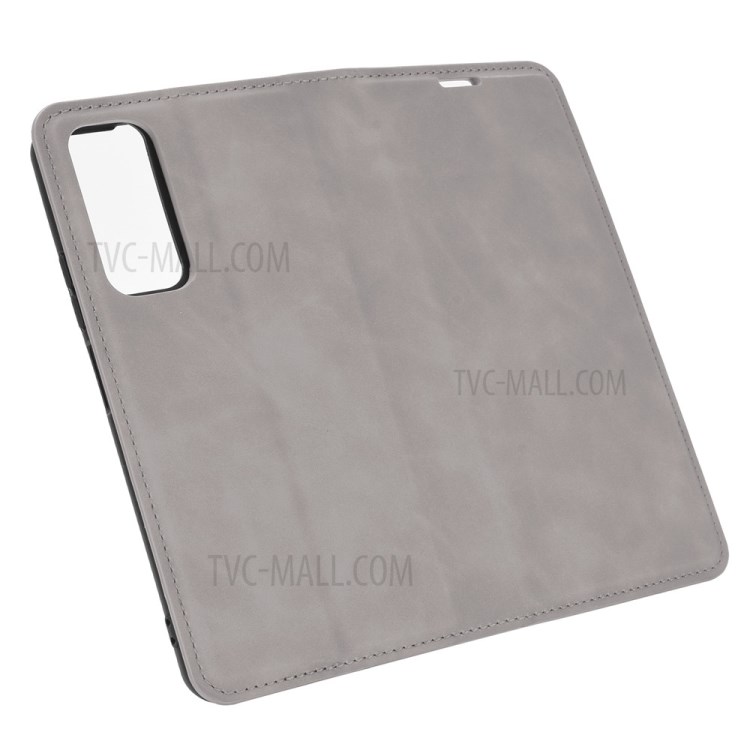 Skin-touch Magnetic Wallet Leather Phone Cover for Huawei P smart 2021 / Y7a - Grey-6