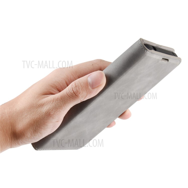 Skin-touch Magnetic Wallet Leather Phone Cover for Huawei P smart 2021 / Y7a - Grey-8