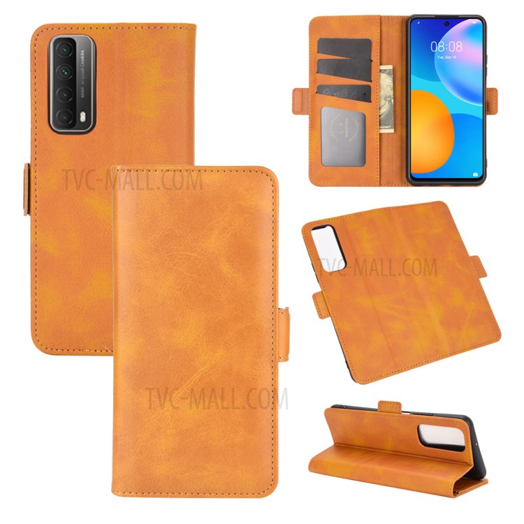 Double Fermoir Magnétique Flip En Cuir Mobile Pour Huawei P Smart 2021 - Jaune-1