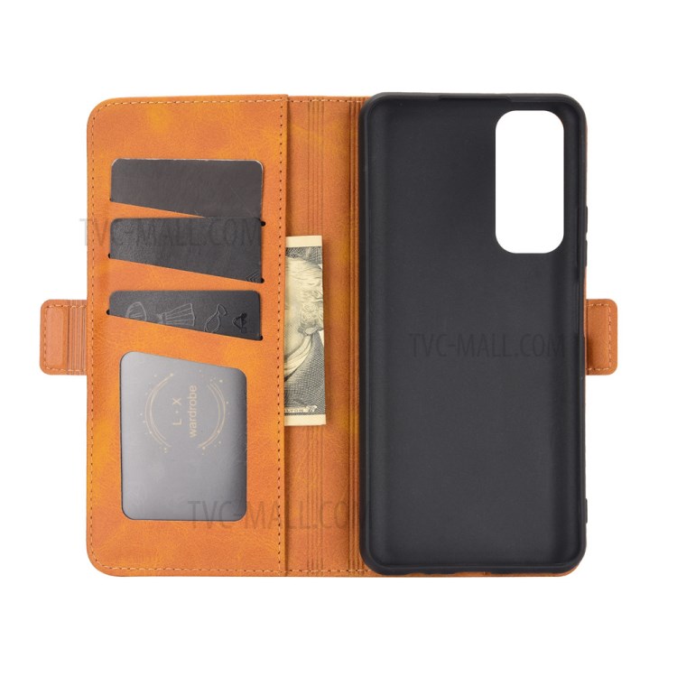 Double Fermoir Magnétique Flip En Cuir Mobile Pour Huawei P Smart 2021 - Jaune-2