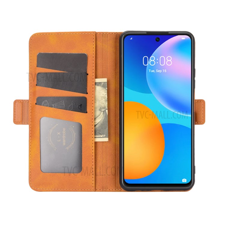 Double Fermoir Magnétique Flip En Cuir Mobile Pour Huawei P Smart 2021 - Jaune-3