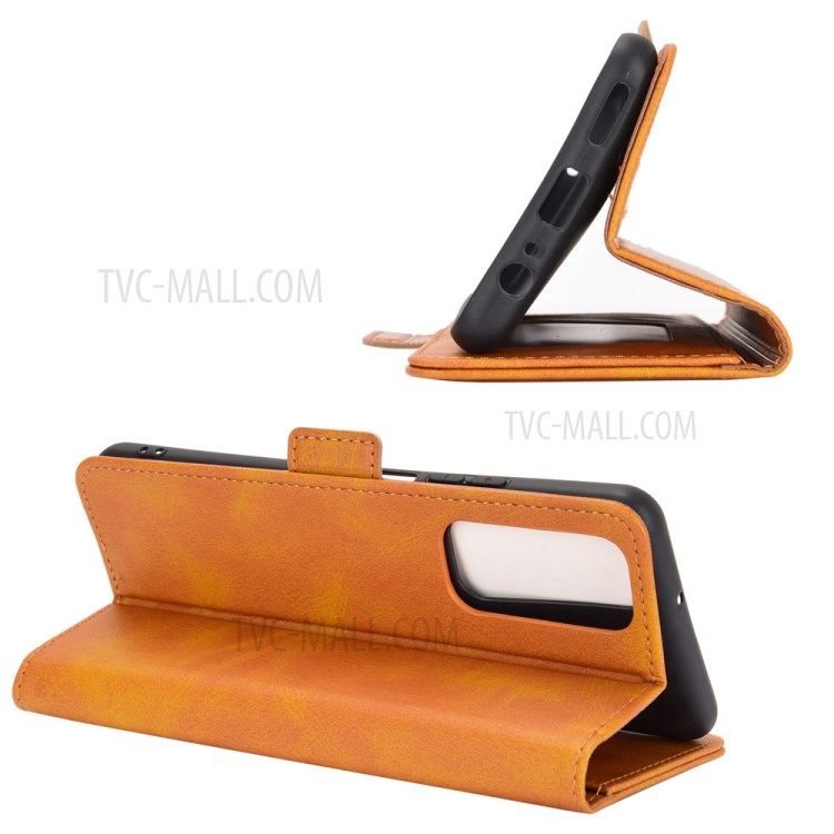 Double Fermoir Magnétique Flip En Cuir Mobile Pour Huawei P Smart 2021 - Jaune-4
