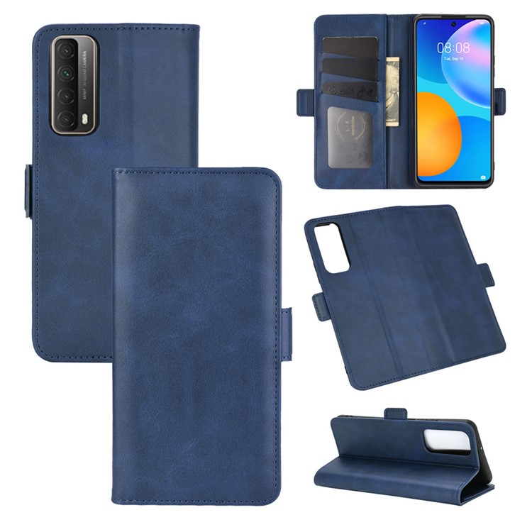 Double Magnetic Clasp Flip Leather Mobile Shell for Huawei P smart 2021 / Y7a - Blue-1