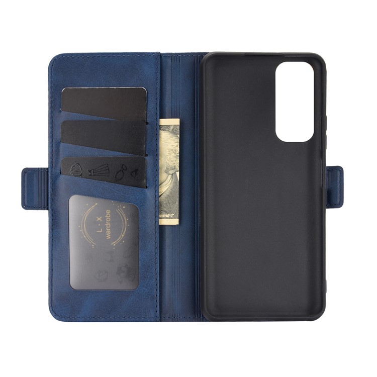 Double Magnetic Clasp Flip Leather Mobile Shell for Huawei P smart 2021 / Y7a - Blue-2