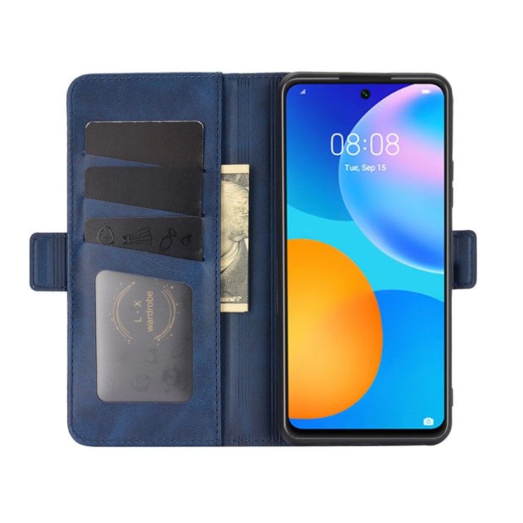 Double Magnetic Clasp Flip Leather Mobile Shell for Huawei P smart 2021 / Y7a - Blue-3