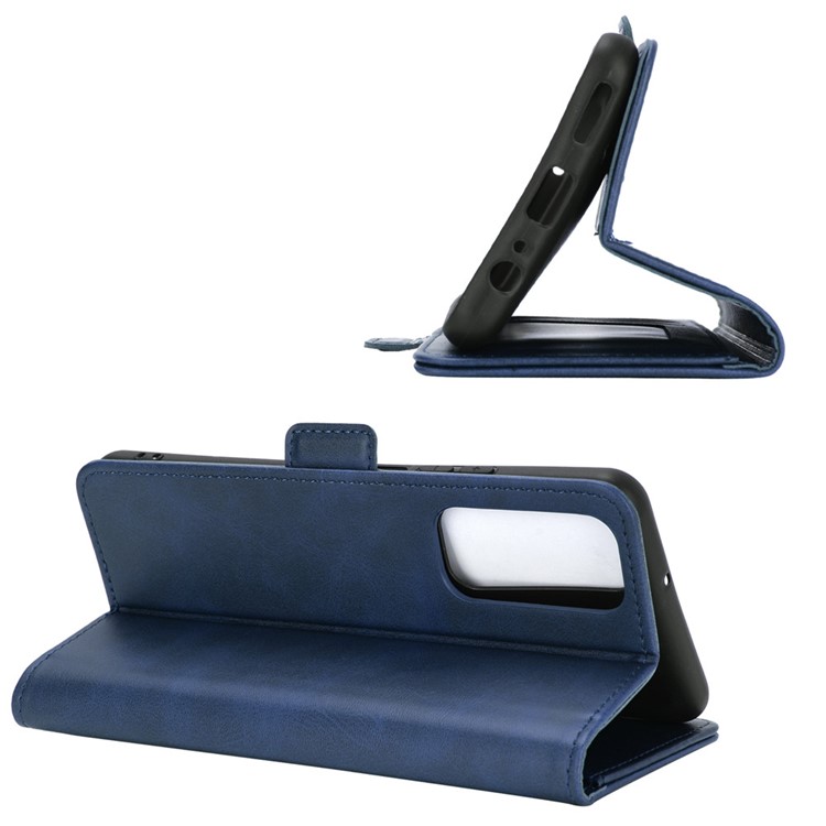 Double Magnetic Clasp Flip Leather Mobile Shell for Huawei P smart 2021 / Y7a - Blue-4