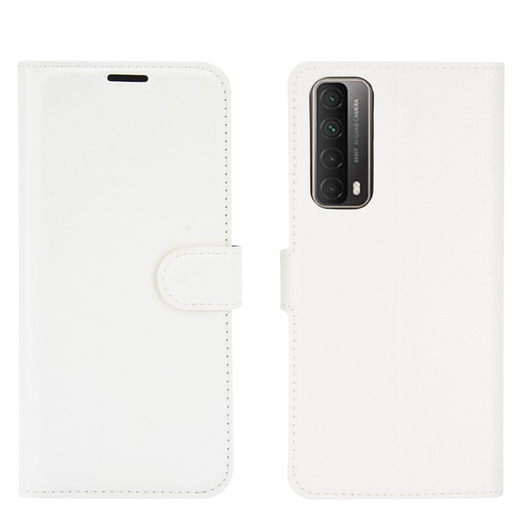 Litchi Texture Wallet Stand Leather Protective Shell for Huawei P smart 2021 / Y7a - White-5