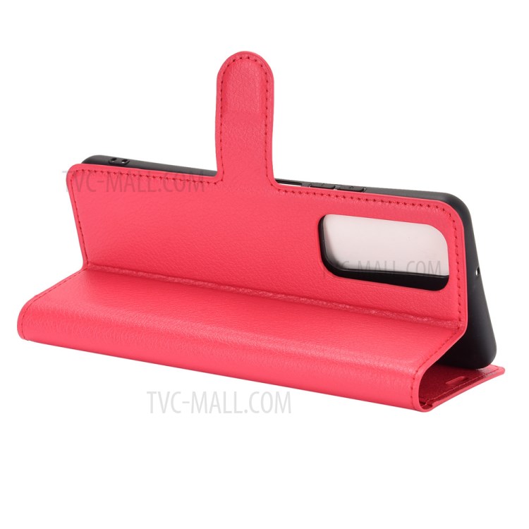 Litchi Texture Wallet Stand Leather Protective Shell for Huawei P smart 2021 / Y7a - Red-4
