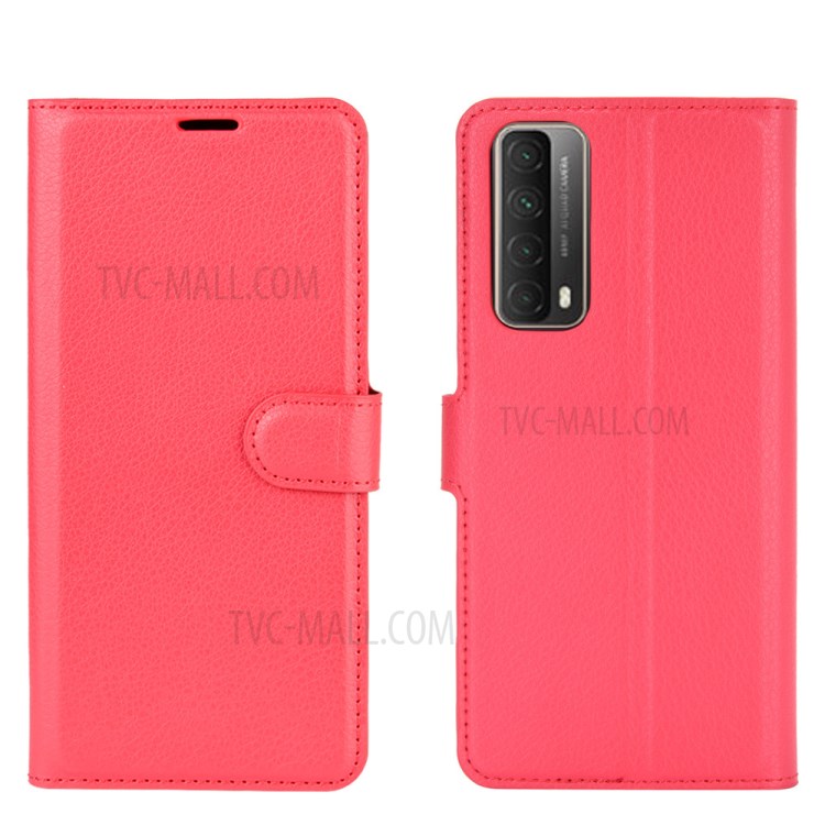 Litchi Texture Wallet Stand Leather Protective Shell for Huawei P smart 2021 / Y7a - Red-5