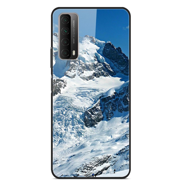 Vidro de Impressão de Padrões + TPU + PC Protective Casing Cover Para Huawei P Smart 2021 / Huawei Y7a - Montanha de Neve