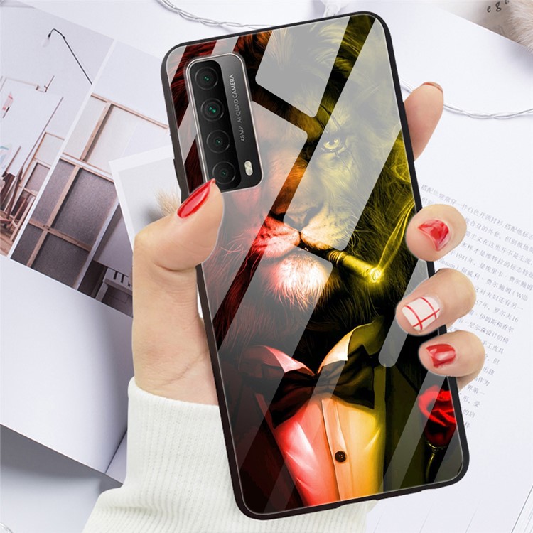 Fancy Style Printing Glass + PC + TPU Cover for Huawei P smart 2021 / Y7a - Lion-2