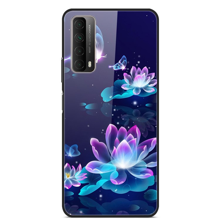 Fancy Style Printing Glass + PC + TPU Cover for Huawei P smart 2021 / Y7a - Lotus-1