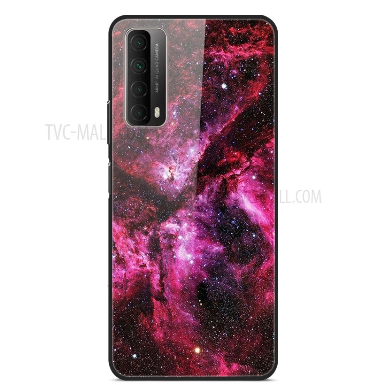 Fancy Style Printing Glass + PC + TPU Cover for Huawei P smart 2021 / Y7a - Rose Red Sky-1