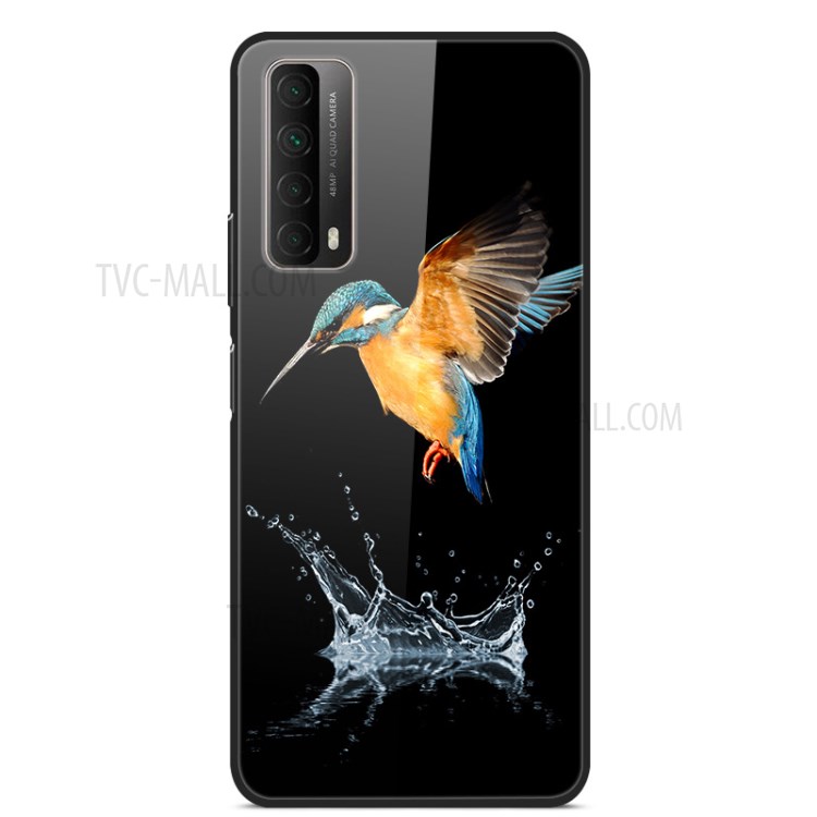 Fancy Style Printing Glass + PC + TPU Cover for Huawei P smart 2021 / Y7a - Bird-1
