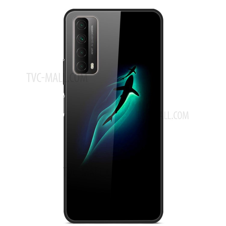 Fancy Style Printing Glass + PC + TPU Cover for Huawei P smart 2021 / Y7a - Fish-1