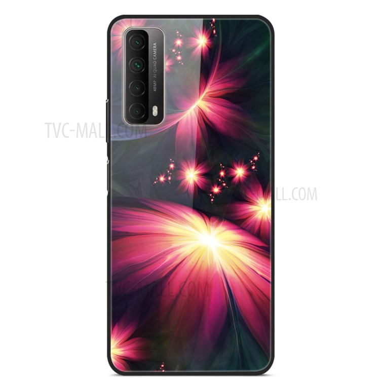 Fancy Style Printing Glass + PC + TPU Cover for Huawei P smart 2021 / Y7a - Flower-1