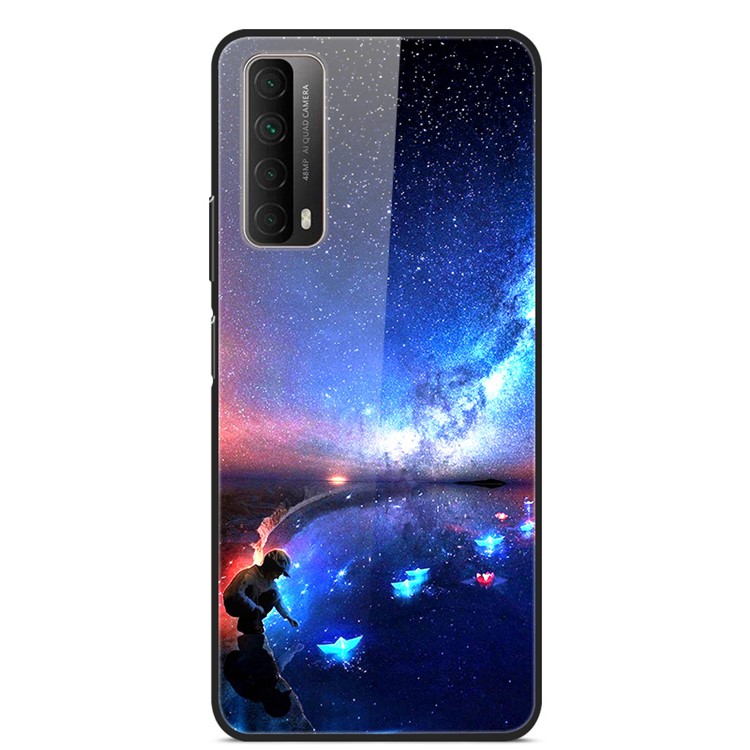 Fancy Style Printing Glass + PC + TPU Cover for Huawei P smart 2021 / Y7a - People and Sky-1