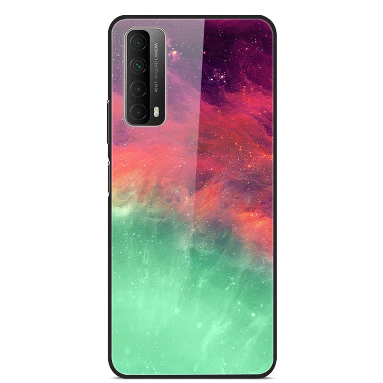 Fancy Style Printing Glass + PC + TPU Cover for Huawei P smart 2021 / Y7a - Green and Red-1