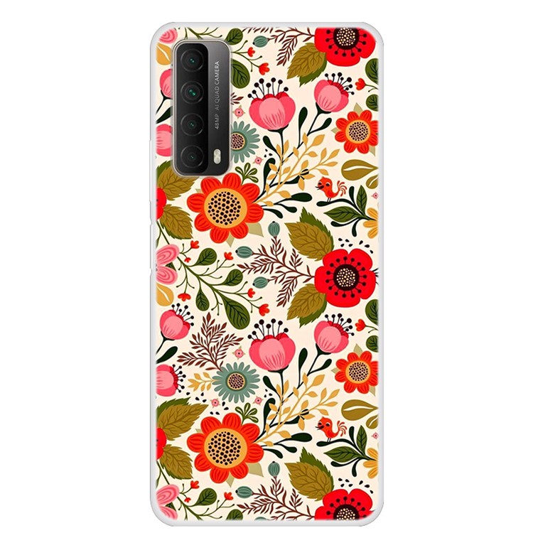 Pattern Printing TPU Phone Soft Case for Huawei P Smart 2021 / Y7a - Beautiful Flower-1