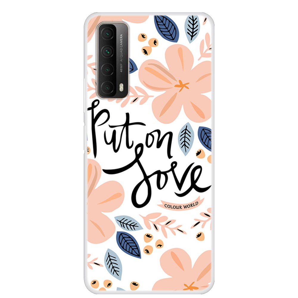 Pattern Printing TPU Phone Soft Case for Huawei P Smart 2021 / Y7a - Flower and Leaf-1
