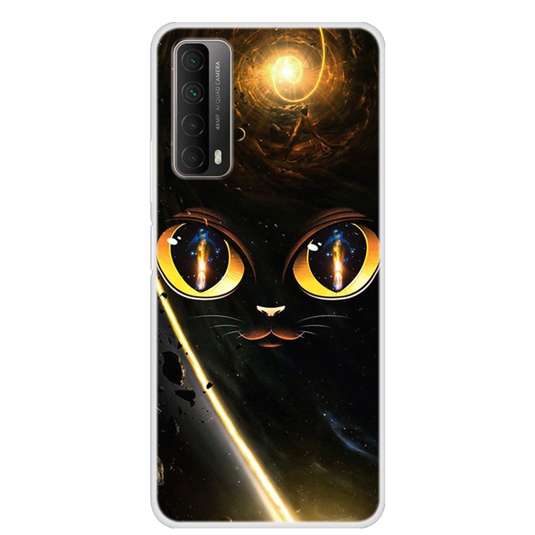 Pattern Printing TPU Phone Soft Case for Huawei P Smart 2021 / Y7a - Cat Face-1