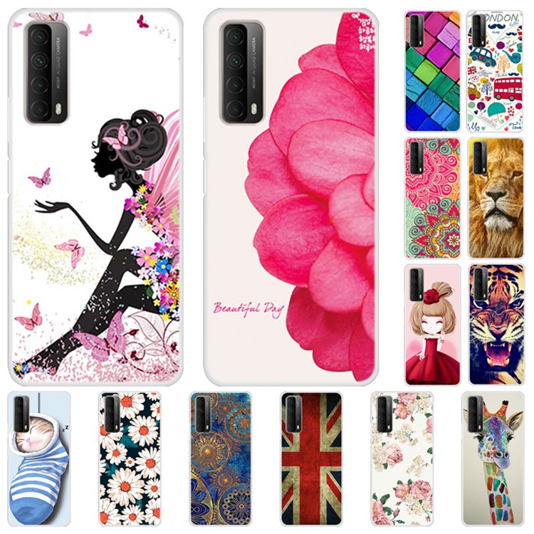 Pattern Printing TPU Phone Cover Case for Huawei P Smart 2021 / Y7a - Rose Flower-3