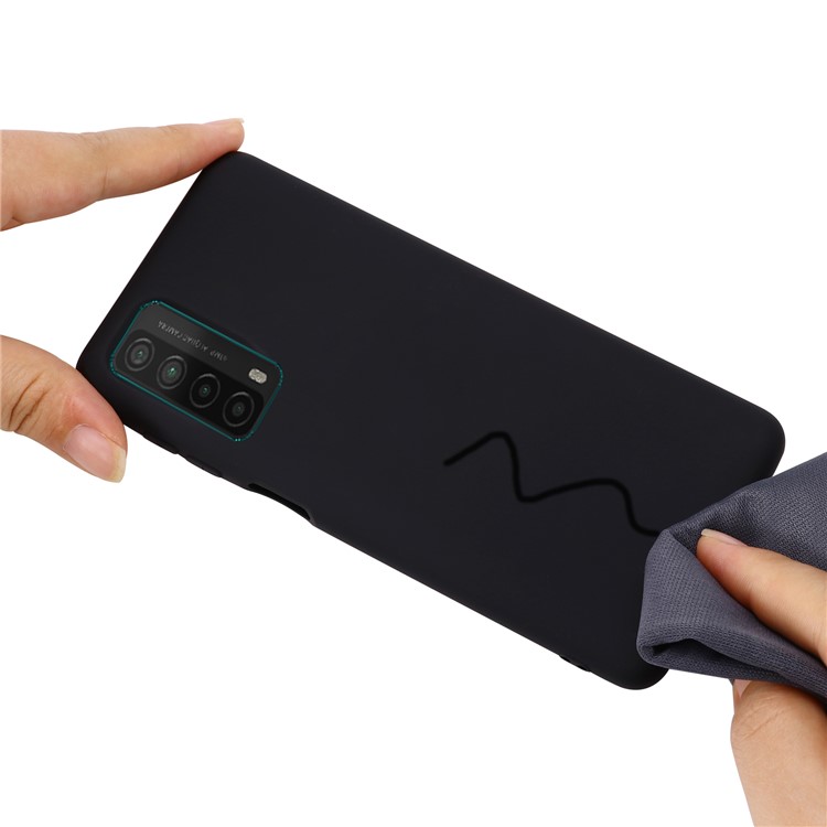 Shock Absorption Plain Liquid Silicone Phone Protective Case for Huawei P smart 2021 - Black-5