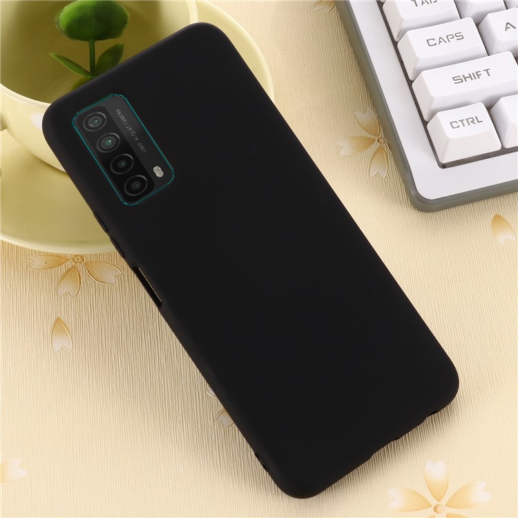 Shock Absorption Plain Liquid Silicone Phone Protective Case for Huawei P smart 2021 - Black-6