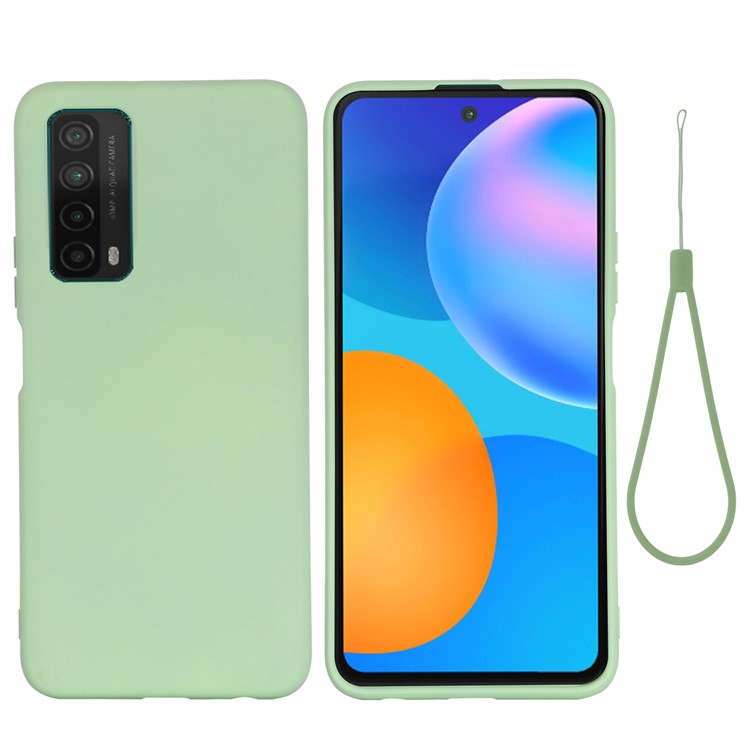 Shock Absorption Plain Liquid Silicone Phone Protective Case for Huawei P smart 2021 - Green-1