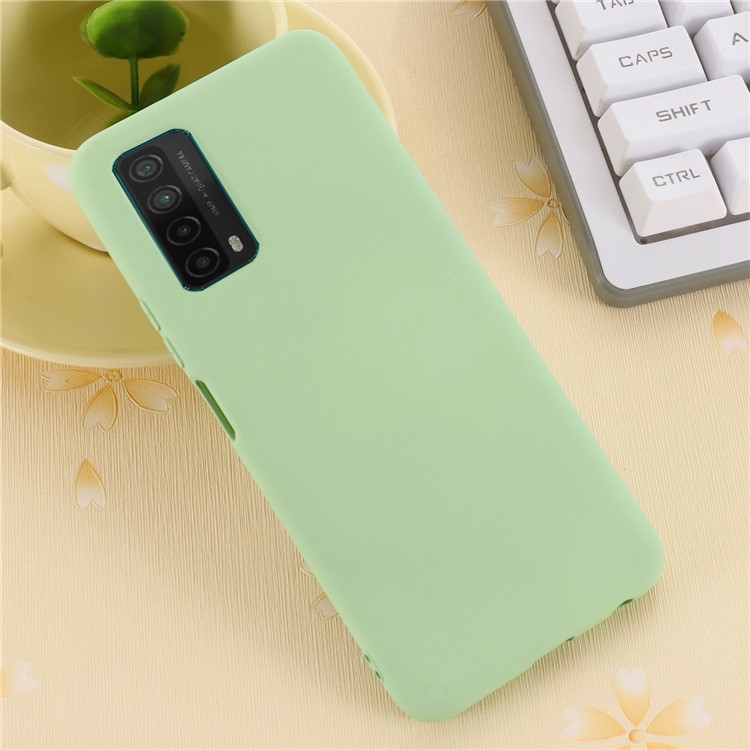 Shock Absorption Plain Liquid Silicone Phone Protective Case for Huawei P smart 2021 - Green-6
